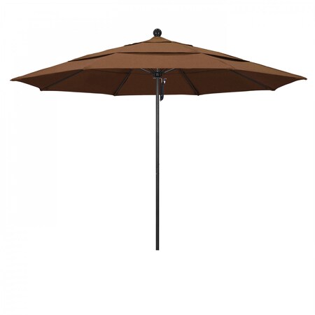 California Umbrella 11' Black Aluminum Market Patio Umbrella, Sunbrella Teak 194061333464